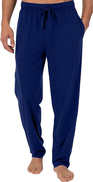 Alexander Del Rossa Men's Soft Cotton Knit Jersey Pajama Pants with Pockets, PJ Bottoms