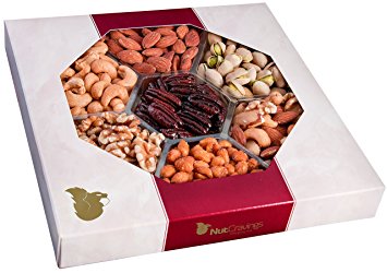 Nut Cravings Gourmet Nut Large Gift Tray with Striking Presentation – 7-Section Holiday or Anytime Assorted Nuts Gift Basket
