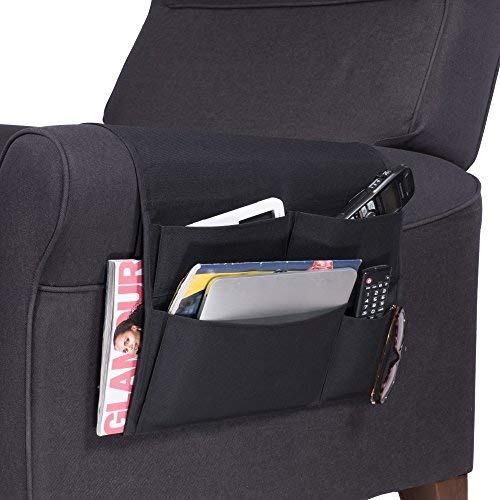 Wallniture Remote Control Holder - Tablet Gadget Caddy Pocket Organizer for Sofa Armchair - Bedside Loft Bed Storage (Black)