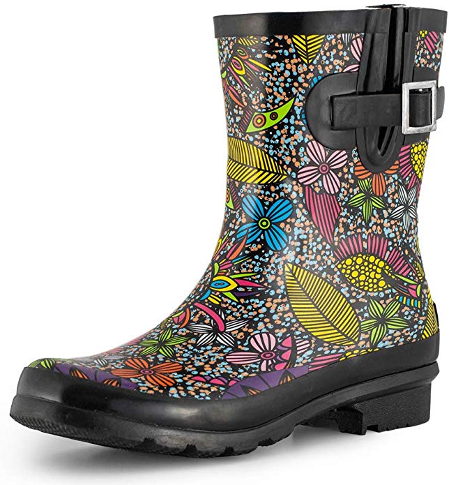 SheSole Women's Short Rain Boots Waterproof Rubber Floral Printed