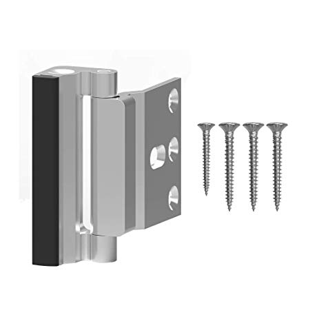 CCJH Home Security Childproof Door Reinforcement Lock with 4 Screws Upgrade Stop Withstand 800 lbs for Inward Swinging Door to Defend Your Home (Silver-1PCS)