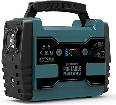 MUSTART Portable Power Station, 42000mAh / 155Wh Power Supply, 100W/150W Peak Backup Outlet, with 2 AC Outlet, 2 DC Outlet, 2 USB-A, 1 QC3.0, 1 LED Flashlights, Best for Home, Camping, Emergency
