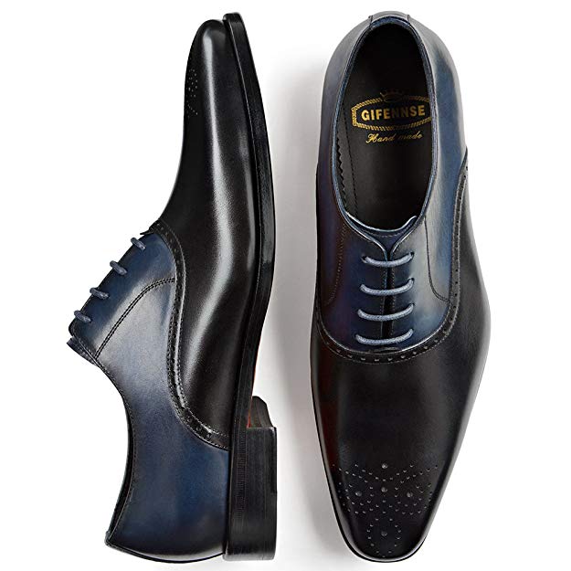 GIFENNSE Men's Leather Classic Oxford Dress Shoes