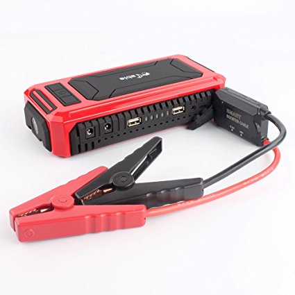 ETABLE Portable, Mini Car Battery Jump Starter & Universal Charger/Power Bank| 600A Peak, 18000mAh| LED Lights & Smart Clamps| Fits In the Glove Box| Ideal For Cell Phones, Tablets, PC Charging & More