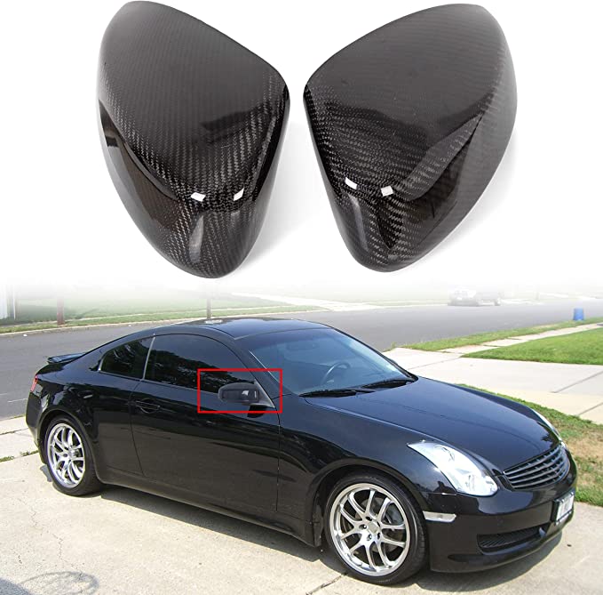JMTAAT Mirror Covers Carbon Fiber Painted Compatible with 2003-2007 INFINITI G35 Coupe Mirror Cap Covers