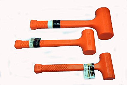 3 Pc Dead Blow Hammer Set - 1lb 2lb & 4lb Orange Unicast