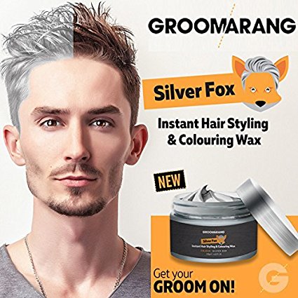 Groomarang Silver Fox Instant Free Style Hair Styling & Colouring Wax Grey Temporary Dye
