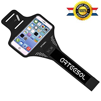 Armband, arteesol Fingerprint Touch Supported Running sports workout exercise 5.5 inch armband case for iPhone 7/6/6S Plus,Galaxy s8 s7 s6 Edge, Note 5 with Key Holder & Screen Protector(black)