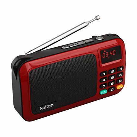 Rolton W405 Portable Mini FM Radio Speaker TF (Micro SD) Card Music Player (Red) WITHOUT Battery