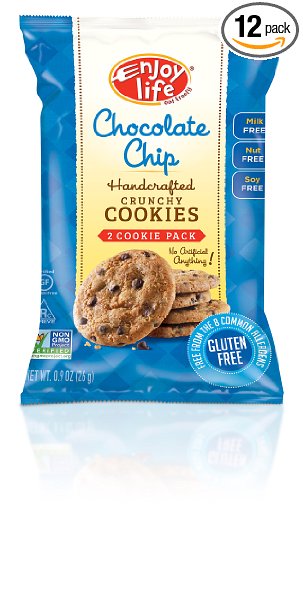 Enjoy Life Crunchy Cookie Snack Pack, Gluten-Free, Dairy-Free, Nut-Free and Soy-Free, Chocolate Chip, 0.9 Ounce Bag  (Pack of 12)