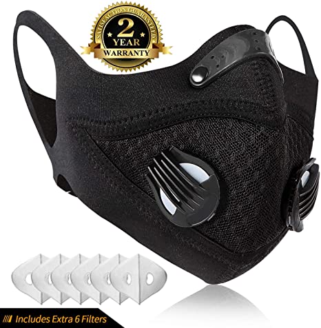 Breathing Mask Pollution Mask Reusable Face Mask Activated Carbon Latest Upgraded Black Dust Mask for Dust Protection Fire Smoke Pollen Allergy Woodworking Mowing Running Cycling Asthma
