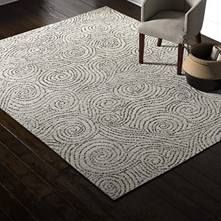 Rivet Modern Gust Swirled Rug, 7'6" x 9'6", Grey