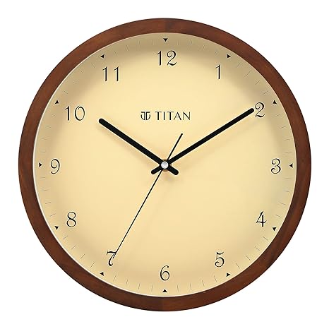 Titan Classic Brown Colour Wooden Wall Clock with Silent Sweep - 30 cm x 30 cm (Medium)