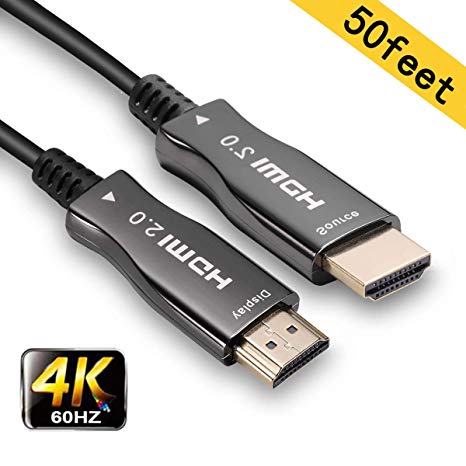 Zoxkoy HDMI Cable 50ft 4K 60Hz: Fiber Optic HDMI 2.0b Cable High Speed HDMI to HDMI 18Gbps Subsampling 4:4:4/4:2:2/4:2:0, HDTV, HDCP2.2, 3D 2160P 1080P Ethernet, ARC, HDR, Ultra HD, UHD 4k HDMI Cord