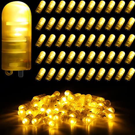 Mudder LED Balloon Lights Mini Battery Powered LED Lights Bulbs for Pumpkin Paper Lantern Balloon Wedding Halloween Christmas Party Decoration Centerpieces (Warm Color Light, 50 Pieces)