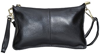 Beurlike Womens Wristlet Clutch Purse, Genuine Leather Small Crossbody Smartphone Zipper Bag with 2 Straps