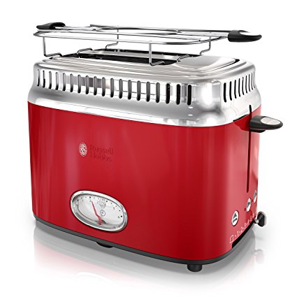 Russell Hobbs 2-Slice Retro Style Toaster, Red & Stainless Steel, TR9150RDR