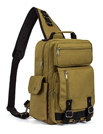 Leaper Messenger Bag Water-Resistant Sling Bag Outdoor Cross Body Bag Khaki