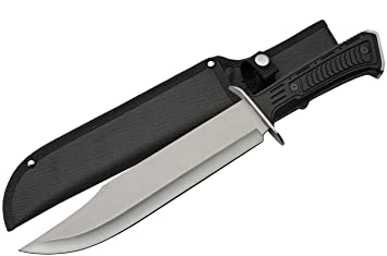 SZCO Supplies 15" Outdoor Survival Silver Tech Bowie Blade Knife, 211515-SL