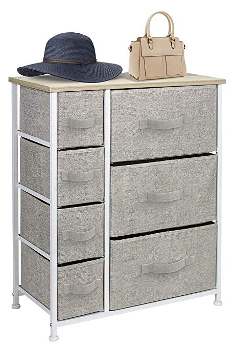 Sorbus Dresser with Drawers - Furniture Storage Tower Unit for Bedroom, Hallway, Closet, Office Organization - Steel Frame, Wood Top, Easy Pull Fabric Bins (Beige)