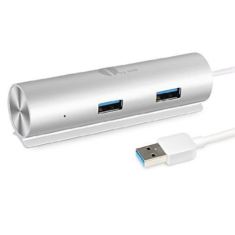 1byone SuperSpeed Aluminum USB 30 4-Port Hub 5 Gbps Transfer Rate with a Built-in 15-Inch USB 30 Cable for iMac MacBook Air MacBook Pro Mac Mini PC and Laptop