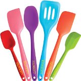 Lucentee 6-Piece Silicone Baking Set - Spatulas Spoons and Turner - Heat Resistant Cooking Utensils Multicolor