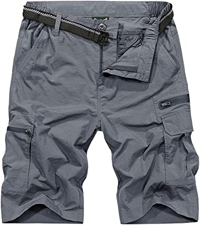 Men's Outdoor Casual Expandable Waist Lightweight Water Resistant Quick Dry Cargo Fishing Hiking Shorts