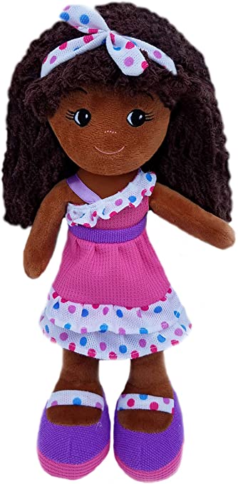 girlzndollz 600579 Elana Purple Ruffles Soft Doll, 14", Pink, Purple