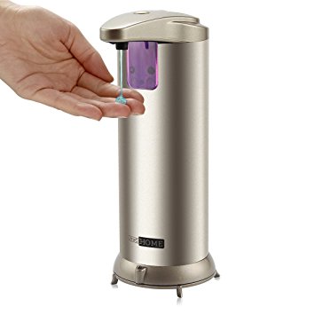 VIVOHOME Premium Stainless Steel Automatic Touchless Sensor Soap Dispenser With Removable Waterproof Stand, 8.5 oz, Champagne