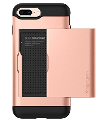 Spigen Slim Armor CS iPhone 8 Plus Case / iPhone 7 Plus Case with Slim Dual Layer Wallet Design and Card Slot Holder for Apple iPhone 8 Plus (2017) / iPhone 7 Plus (2016) - Blush Gold