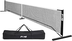 Portable Pickleball Net System, FOME 22 FT Pickleball Net Portable Outdoor Regulation Size Pickleball Nets and Accessories with Carry Bag Steady Steel Frame Strong PE Pickle Ball Net