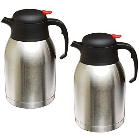 Genuine Joe GJO11956 Stainless Steel Everyday Double Wall Vacuum Insulated Carafe, 2L Capacity (2 Pack)