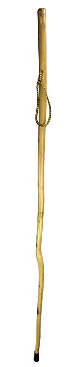 SE WS632-50 Natural Wood Walking Stick with Steel Spike and Metal-Reinforced Tip Cover, 50"