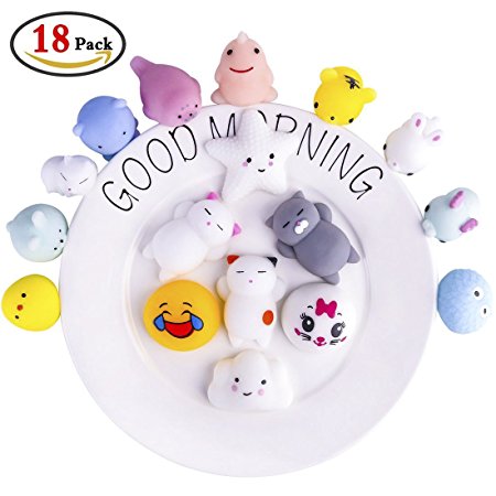 KeNeer Mochi Squishy Mini Kawaii Animal Stress Squeeze Toys - Soft Squishies Release Anxiety Toys for Kids and Adults