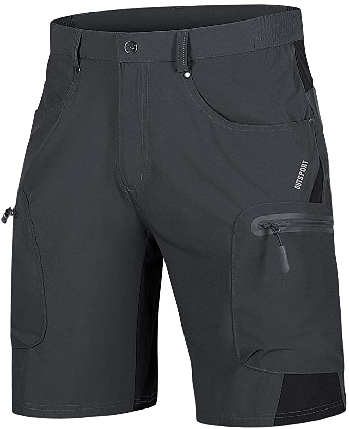 TACVASEN Men's Cycling Shorts Mountain Biking Shorts Quick Dry Outdoor Short Zip Pockets