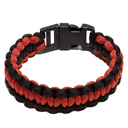 SecureLine NPCB550BKRS-6W 550 Nylon Paracord Survival Bracelet , Black/Red, Small