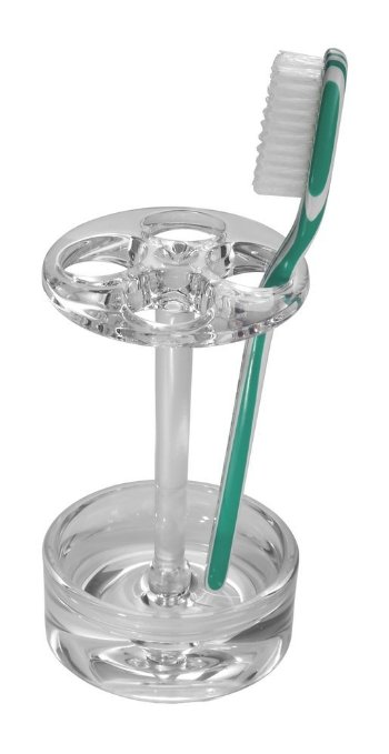 InterDesign Eva Bathroom Vanity Toothbrush Stand Clear