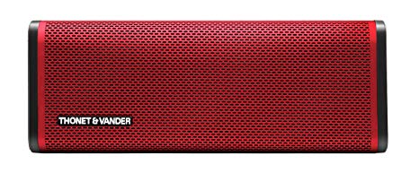 Thonet and Vander Frei Portable Bluetooth Speaker - Wireless with Enhanced Bass (50 Peak Watts) Impact   Water Resistant/IPX-4 Shockproof - Rechargeable 8 Hour Battery (German Engineered) Red