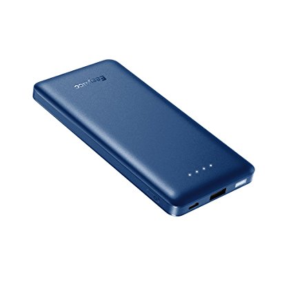 EasyAcc Slim Power Bank 10000mAh, QC Quick Charge 10000 Portable Charger, Ultra Compact External Battery, Lightweight Battery Pack for Android, iPhone and more - Blue