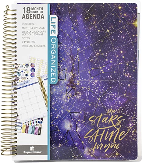 Paper House Productions PL0013 Stargazer 18 Month Planner, Undated Laminated Cover