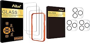 Ailun 3 Pack Screen Protector for iPhone 16 Pro Max and 3 Pack Lens Protector for iPhone 16 Pro/16 Pro Max