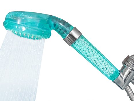FlowTec Hand Held Filter Shower Head (Aqua) - 7 Body Spray Settings/w off, Rainfall, Massage,Mist and Pulsating Massage. Helps Reduce Chlorine & Other Minerals from Your Water - Soften Skin and Hair.