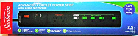 One (1) Sunbeam Advance 7 Outlet Power Strips with Surge Protector