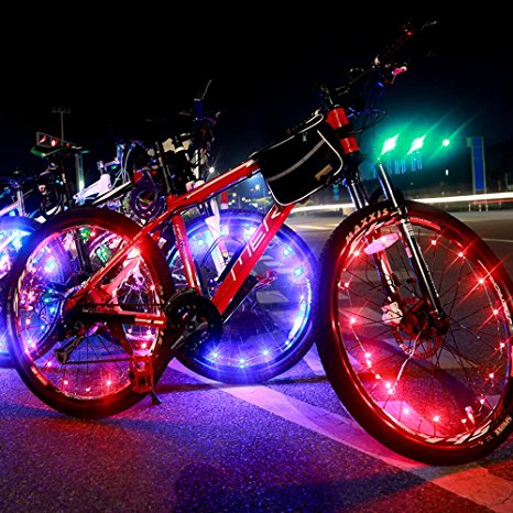 Bright Led Bike Wheel Light - DAWAY A01 Waterproof Bicycle Tire Light Strip, Safety Spoke Lights, Cool Bike Accessories, Light Up Wheels, Lightweight, 2 Modes, Include Battery, 1 Year Warranty, 1 Pack