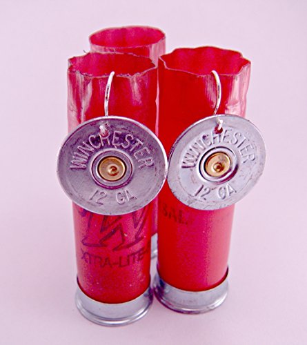 Annie Get Your Gun Silver Winchester 12 Gauge Spent Shotgun Shell Bullet Earrings