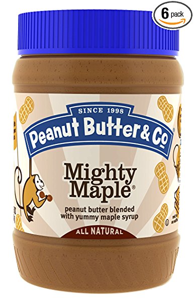 Peanut Butter & Co. Peanut Butter, Non-GMO, Gluten Free, Vegan, Mighty Maple, 16 Ounce Jars (Pack of 6)