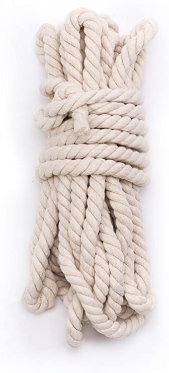 Tosnail 33 Feet 5/8" Natural Triple-Strand Twisted Cotton Rope