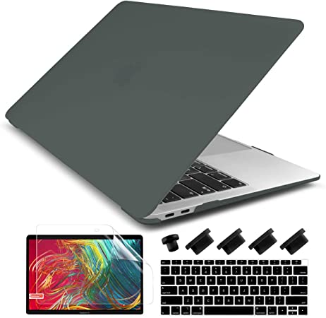 Dongke Smooth Matte Frosted Hard Shell Cover for MacBook Air 13 Inch with Retina Display fits Touch ID, Air 13 Inch Case 2020 2019 2018 Release Model: A2179/A1932 (Frost Midnight Green)