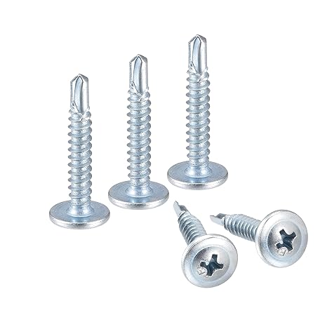uxcell Phillips Head Self Tapping Screws, 8 x 1" Carbon Steel Self Drilling Sheet Metal Screw Silver Tone 50pcs