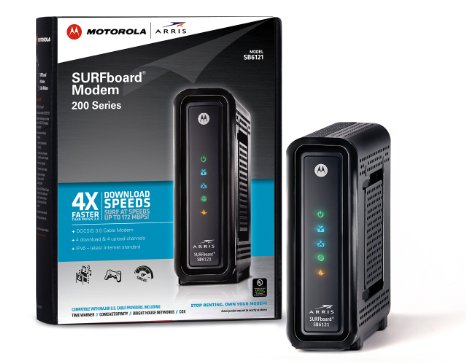 ARRIS SURFboard SB6121 DOCSIS 3.0 Cable Modem  (Black,Retail Packaging)